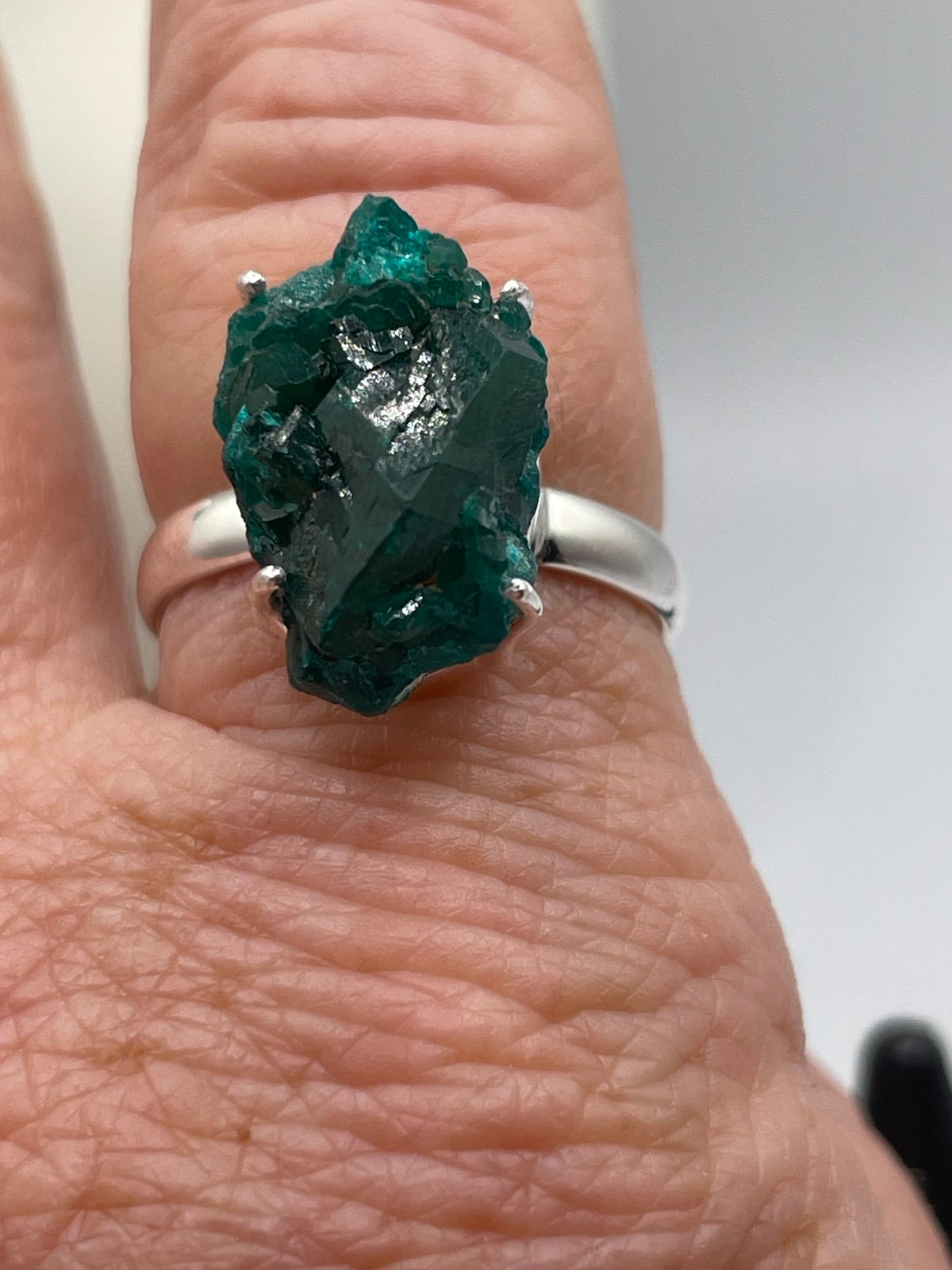 Dioptase Sterling Silver Ring