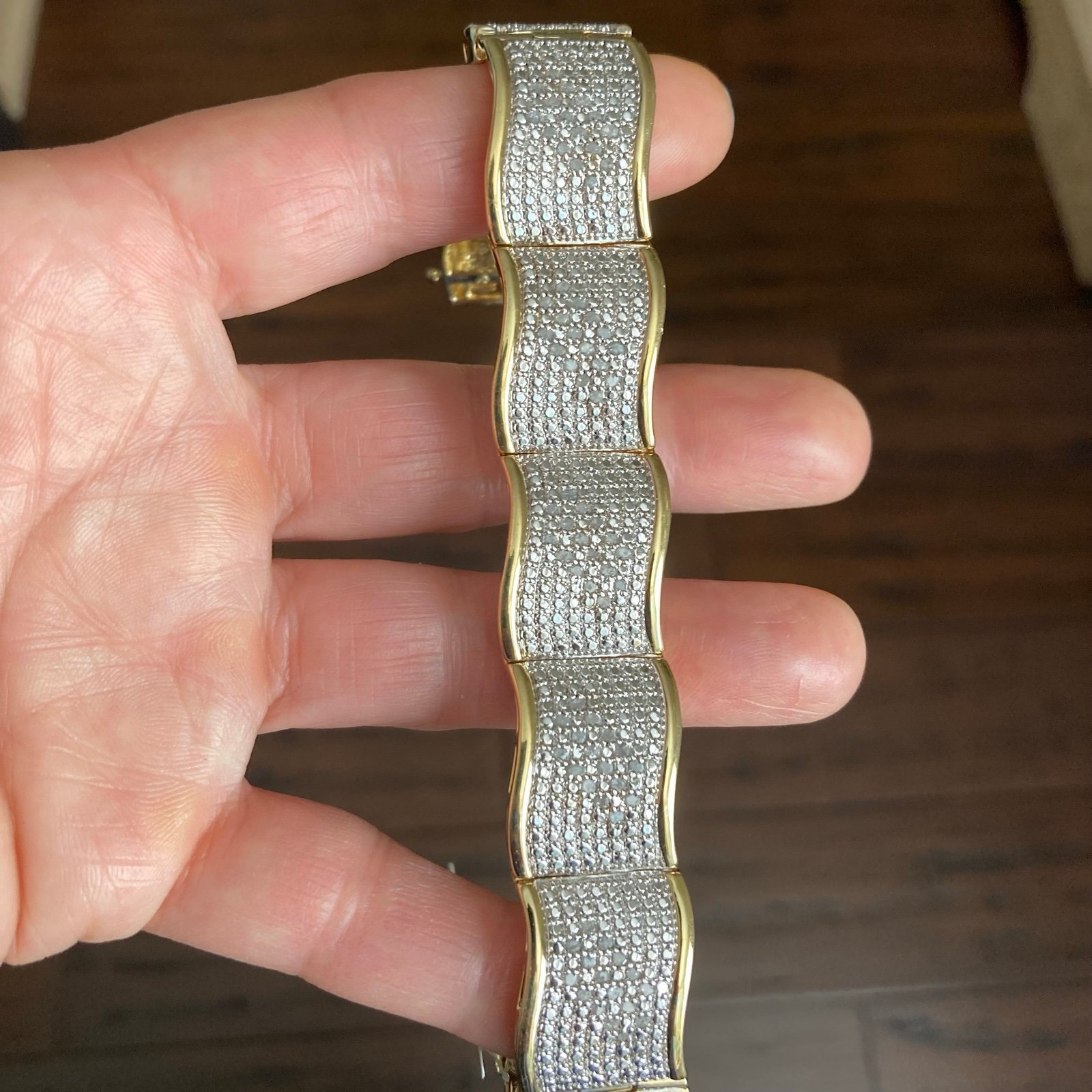 2CT Natural Diamonds Two-Tone 14K & Platinum Finish Wide Tennis Bracelet 7.5”