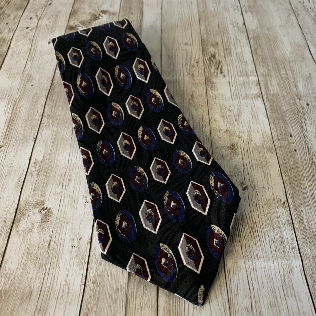 Givenchy Monsieur Vintage black multi Silk Necktie Tie Preppy Classic - 56.5