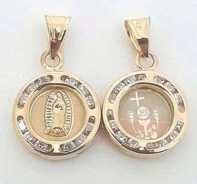 10K Gold 3Color Baptism Charm Pendant