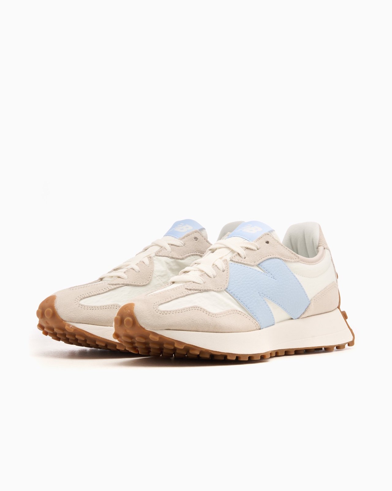 New Balance 327 Womens Beige and Blue Sneakers