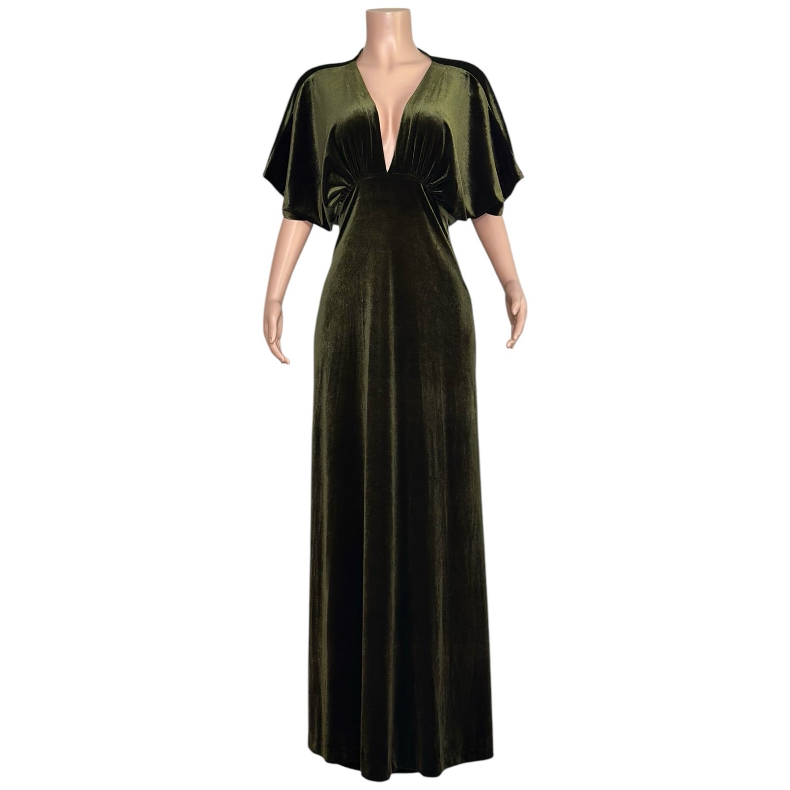パーティードレス BHLDN Amelia Deep-V Stretch Velvet Maxi Dress BHLDN Amelia Deep-V Stretch Velvet Maxi Dress, Olive, Medium
