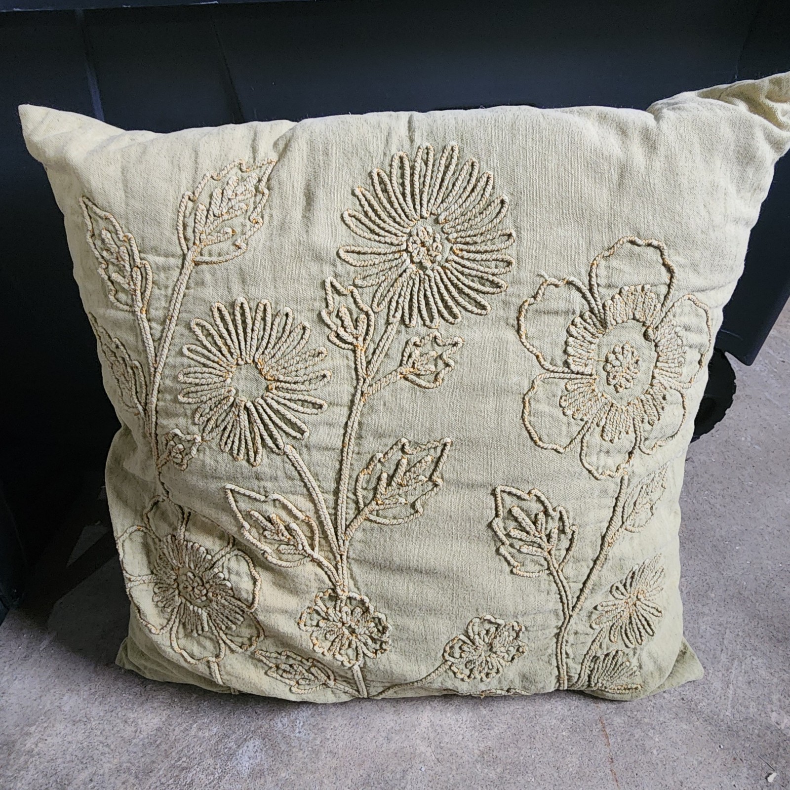 Anthropologie Acid Wash Floral Textured Pillow