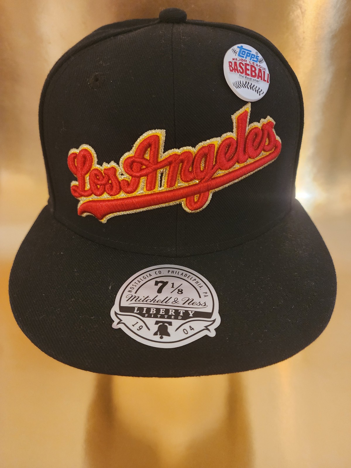 Los Angeles Dodgers Mitchell And Ness Topps Pin Size 7 1/8 Fitted Hat