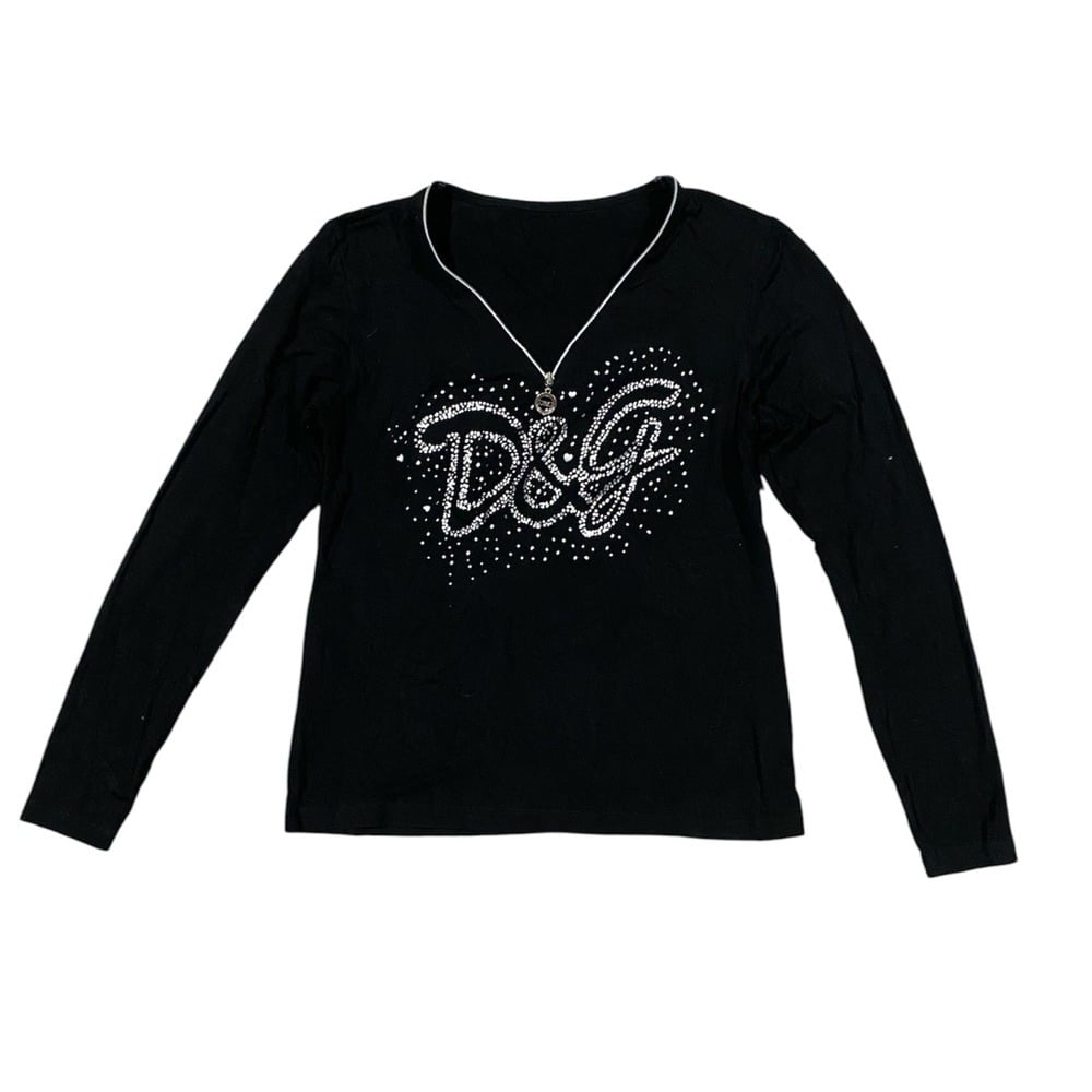 Dolce & Gabbana D&G Black Long Sleeve Top Embellished