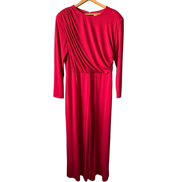 NWT Alexia Admor Cranberry Jumper Red With Pleated Detail Long Sleeves Size XL