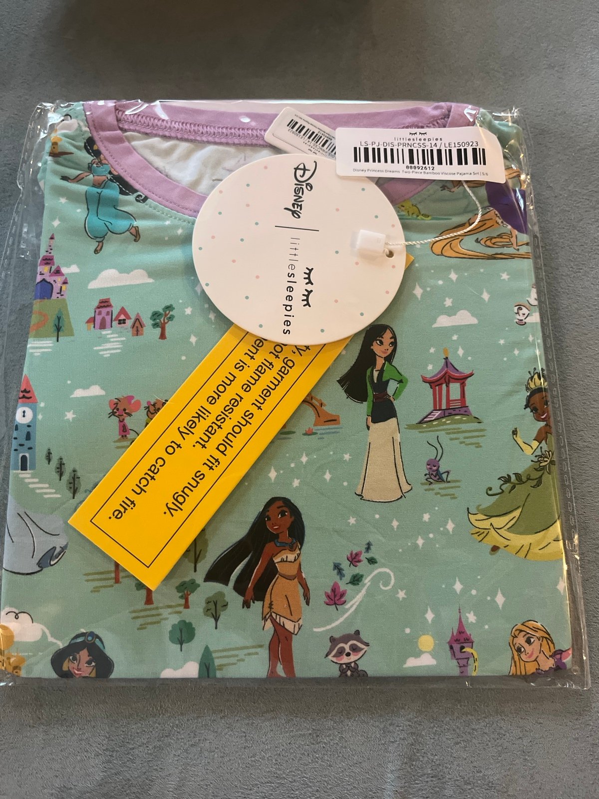 Little Sleepies Princess Two Piece Longsleeve Pajama Set Size 5/6 NIB NWT