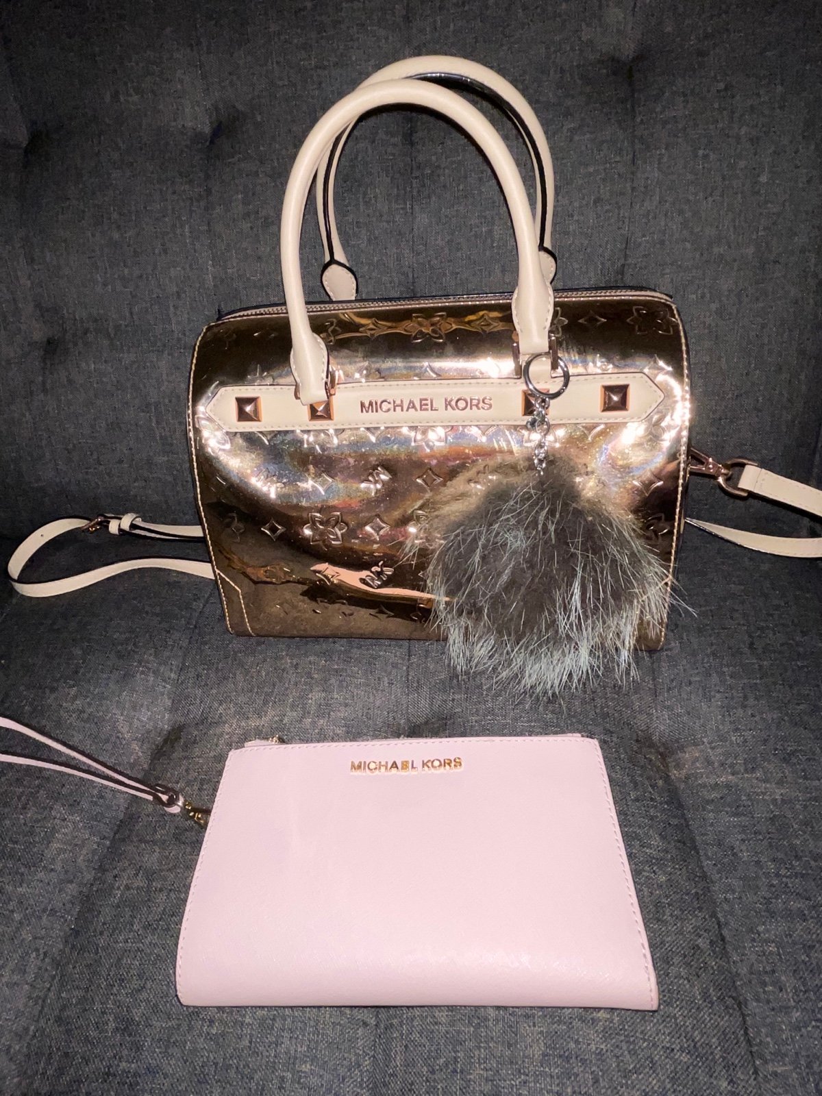 Michael Kors Rose Gold Purse and Jet Set Wallet