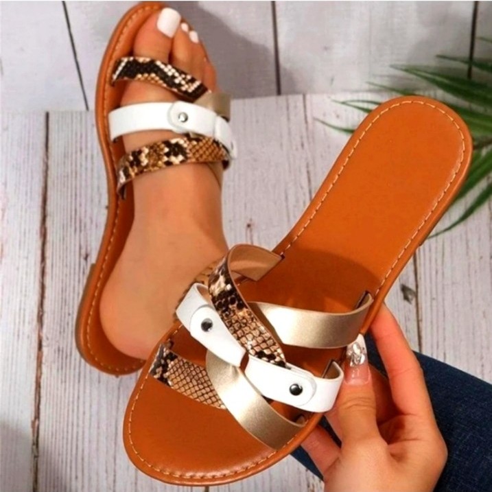 Stylish Brown and White Women's Sandals Sz 10