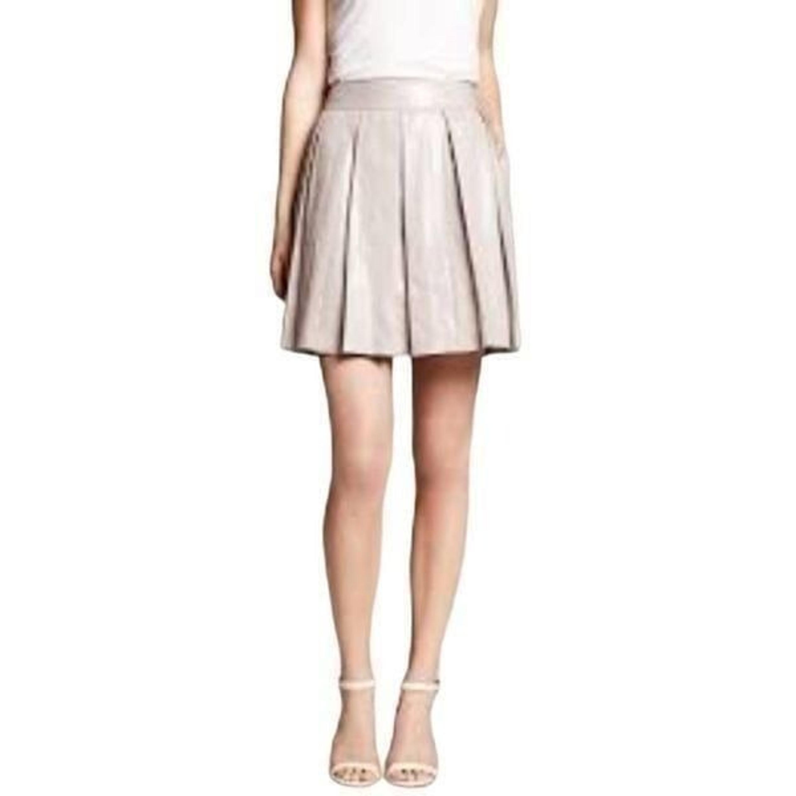 Women's Silver Lyocell/Cotton Pleated Skirt w Pockets - Banana Republic