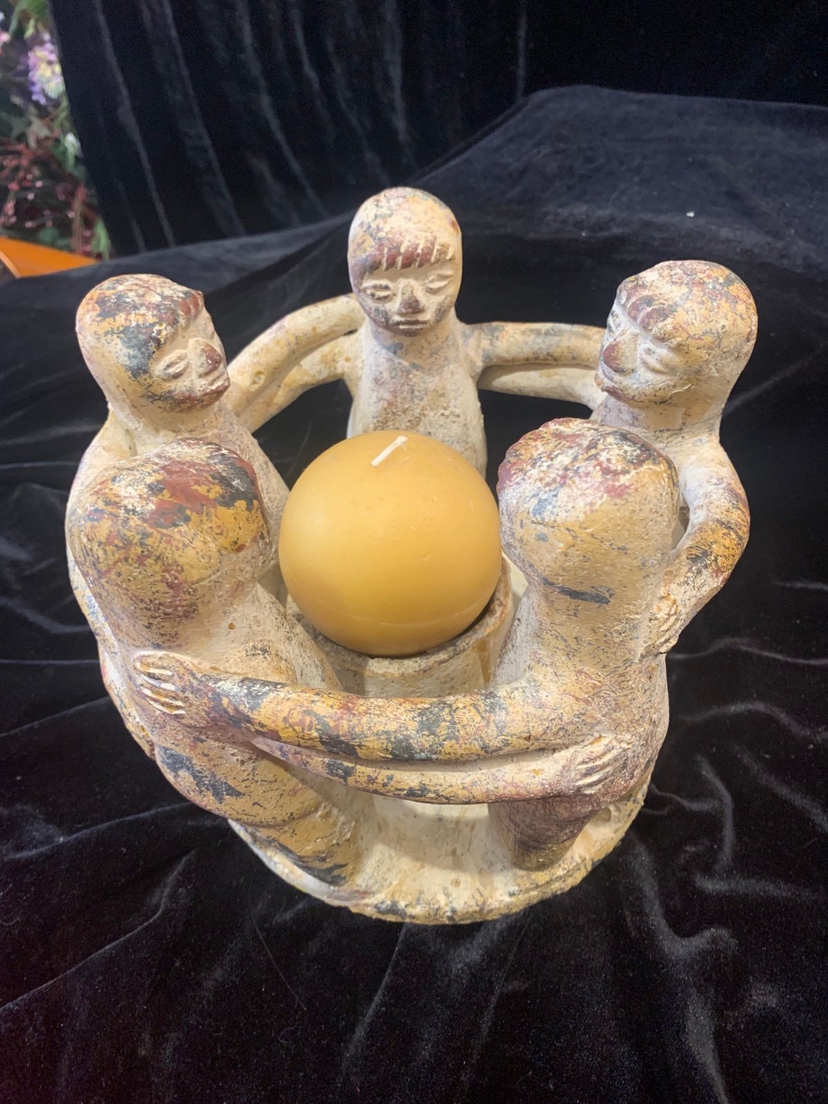 Circle of 5 Friends pottery candle holder