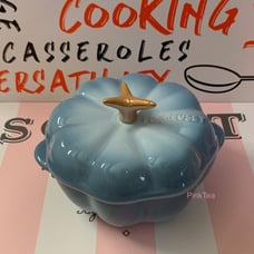 Le Creuset Halloween Coastal Blue Mini Cocotte Petite Pumpkin Casserole Stonewar