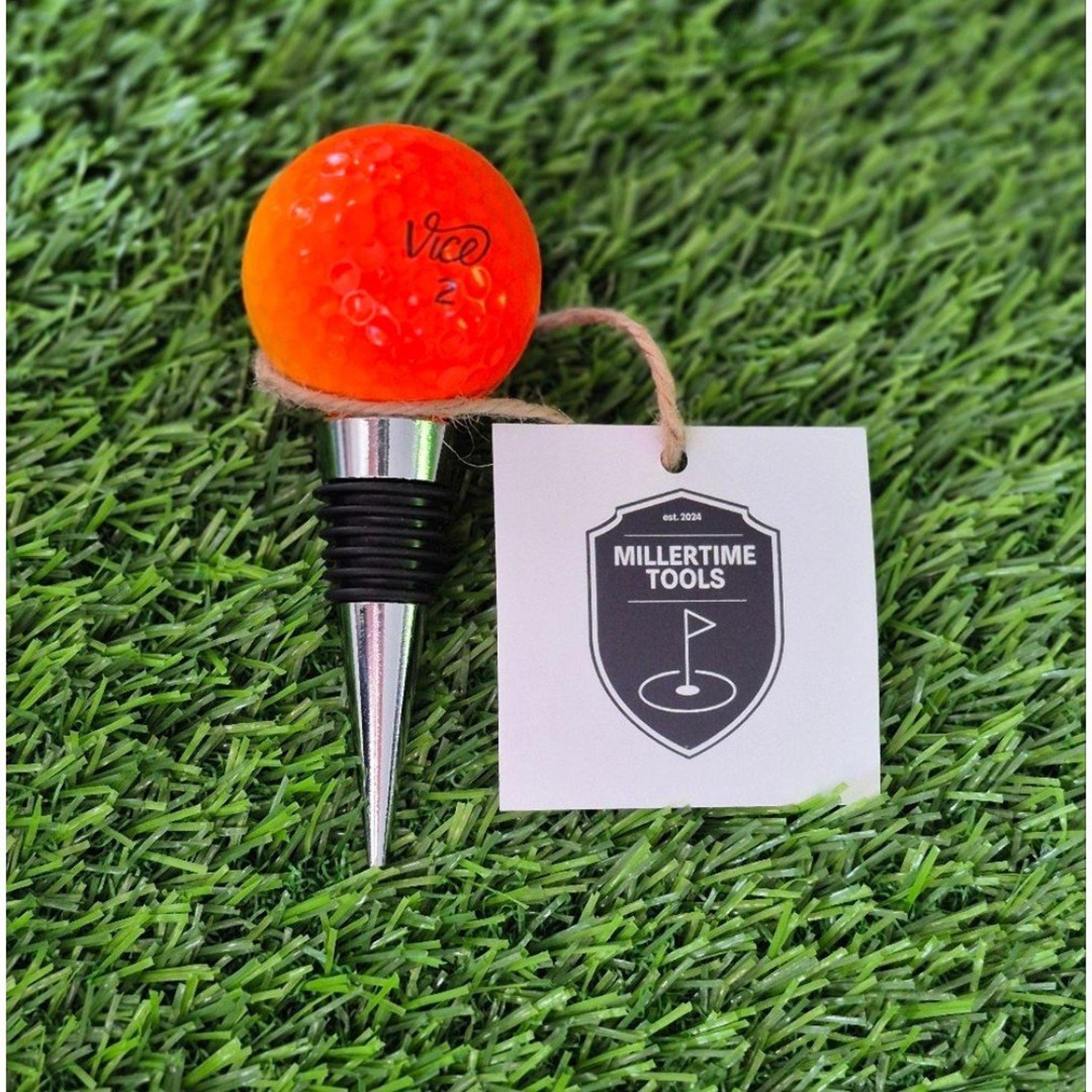 Vice Golf Ball Wine Stopper - Orange