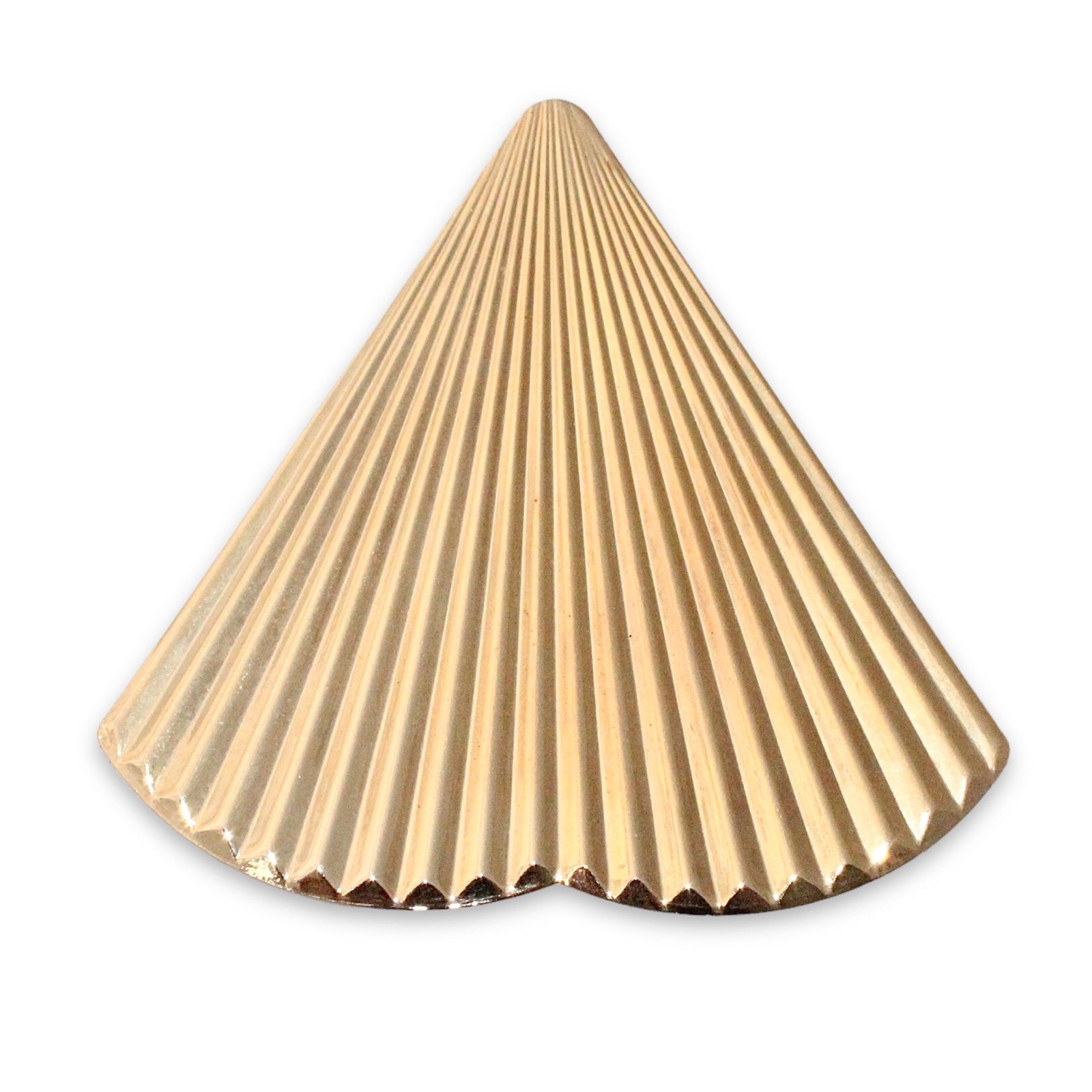 Vintage Scarf Clip Gold Tone Fan Shape Ribbed / Pleated Texture Extra Large