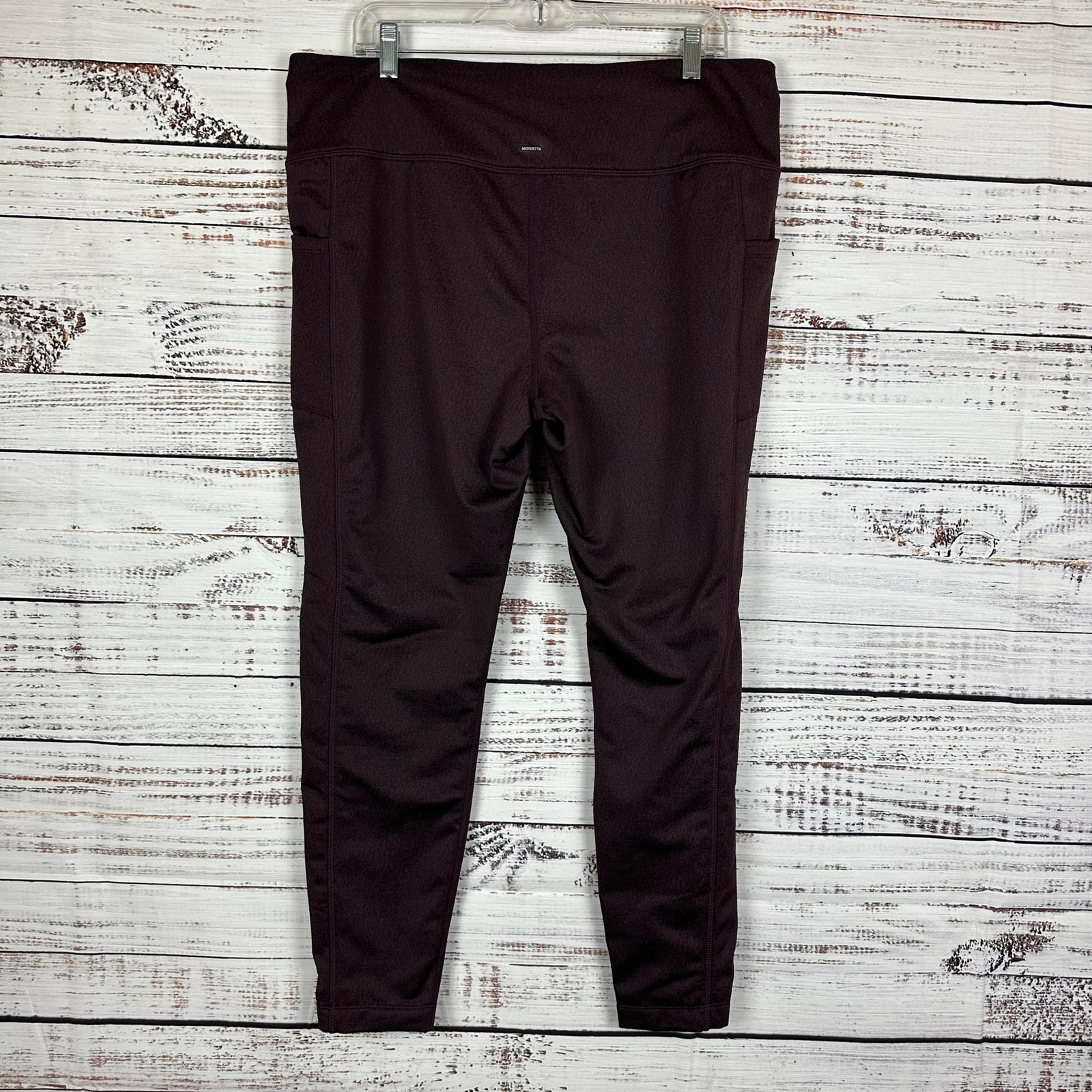 Women's MONDETTA Burgundy & Black Athletic Leggings Performance + Luxury Sz XXL
