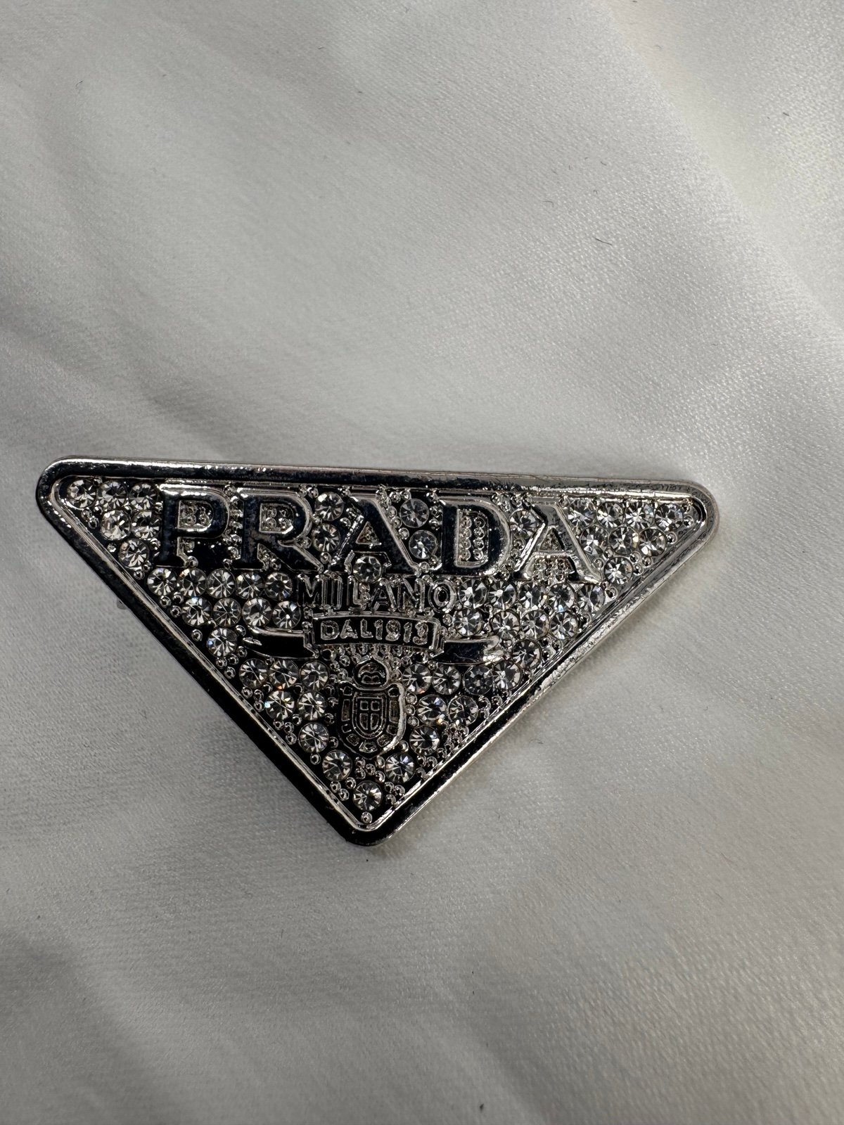 Prada Hair Clip Silver Tone 1.5”
