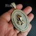 Gold Praying Hands Oval Pendant & 24 Iced Cuban Box Lock Chain Necklace