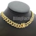 Gold Praying Hands Oval Pendant & 24 Iced Cuban Box Lock Chain Necklace