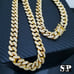 Gold Praying Hands Oval Pendant & 24 Iced Cuban Box Lock Chain Necklace