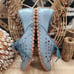 Volks Walkers Izmit Women EU 41/US 10 Lace Up Perforated Flat Shoes Blue Turkey