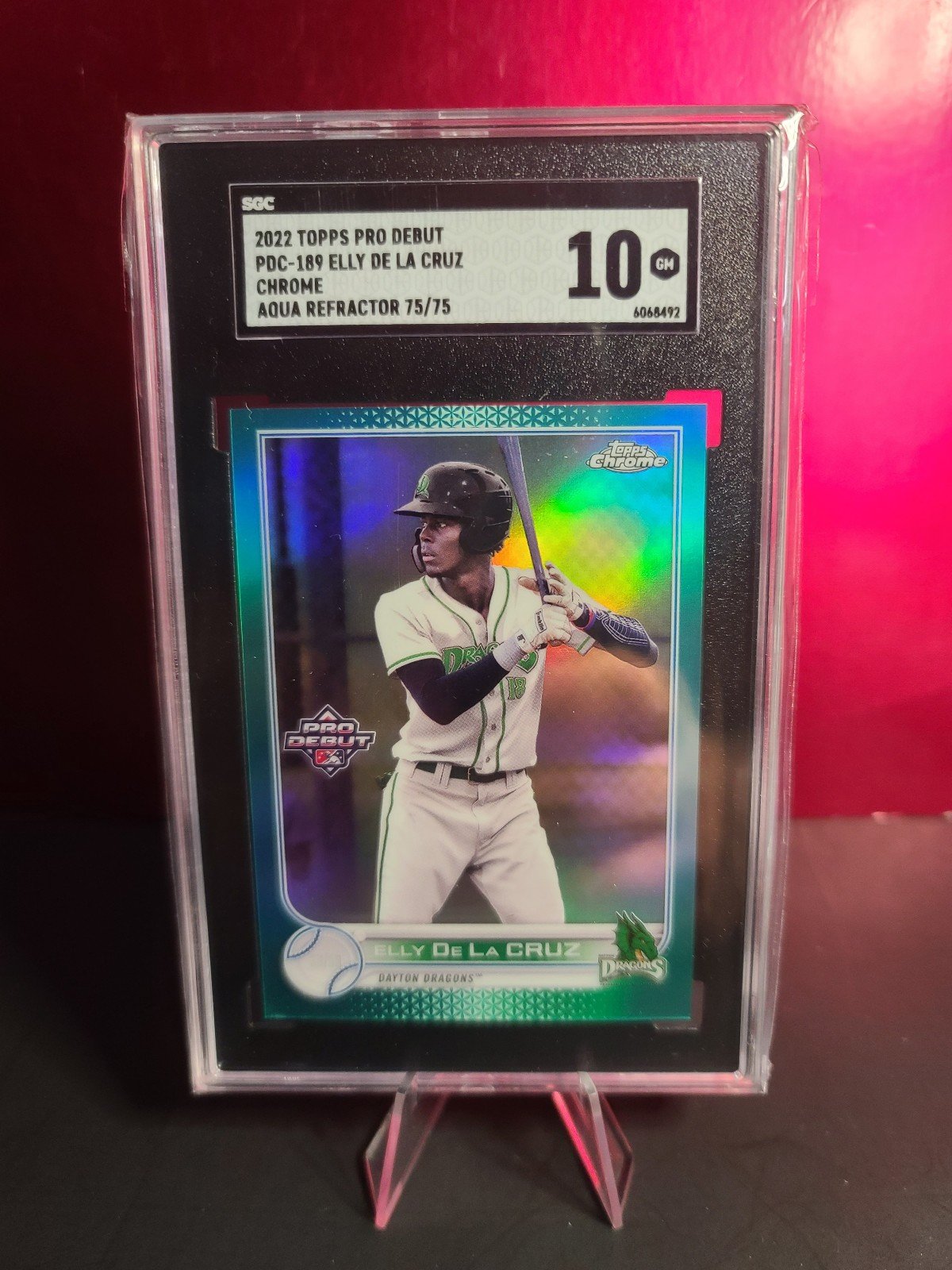 Elly De La Cruz SGC 10 Dayton Dragons Aqua Refractor