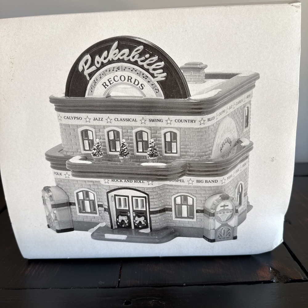 Vintage Dept 56 Snow Village Building 1996 ROCKABILLY RECORDS Retired 1998