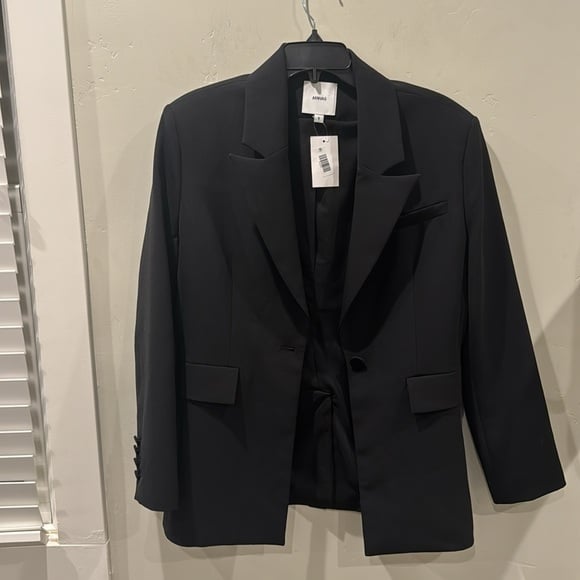 AKNVAS TAYLOR NOTCH LAPEL BLAZER IN BLACK SZ 6 new no tags