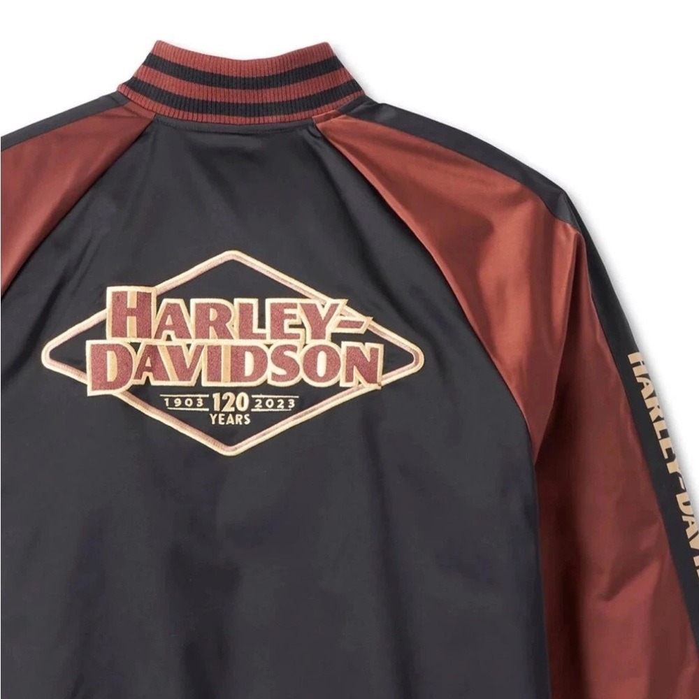 Harley-Davidson 120th Anniversary Souvenir Men's Black and Brown Jacket Sz XL