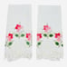 Vintage Pink Flower Linen Tea Towels Set 2 Lace Edge 22x14 Appliqué Embroidered