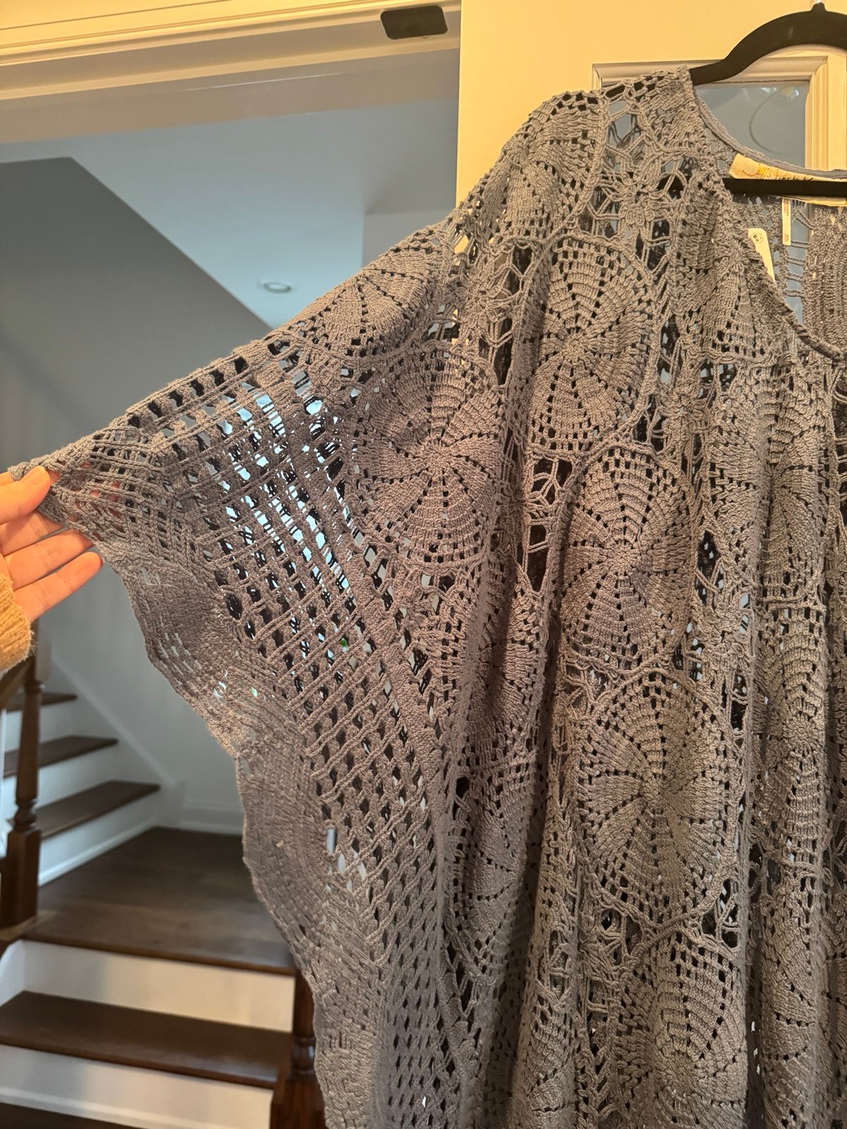 Denim & Co. Beach Georgette Split Neck Poncho-Chestnut Multi