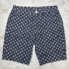 Vince Printed Flat Front Chino Shorts Mens 34 Blue Floral Cotton Pockets
