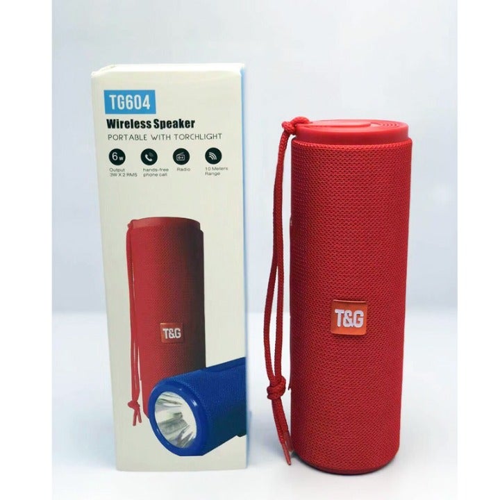 Tg604 Outdoor Portable Led Flashlight Portable Wireless Bluetooth Speaker, RED