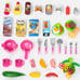 Play Kitchen Pretend Food Playset - 53 PCS Pink Kitchen Toys for Toddlers,
