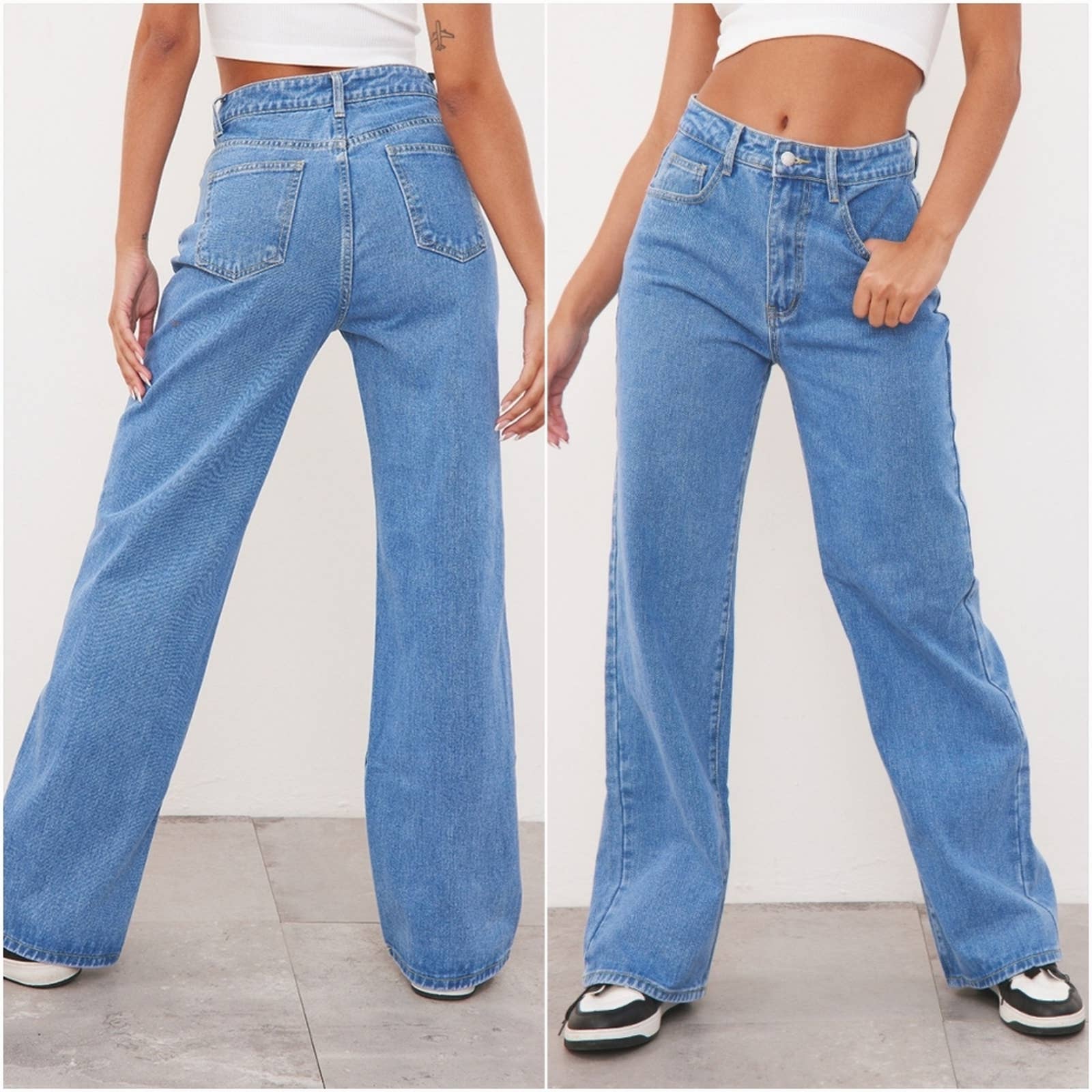 Pretty Little Thing Baggy Wide Leg Jeans Tall US 4 NWT NEW
