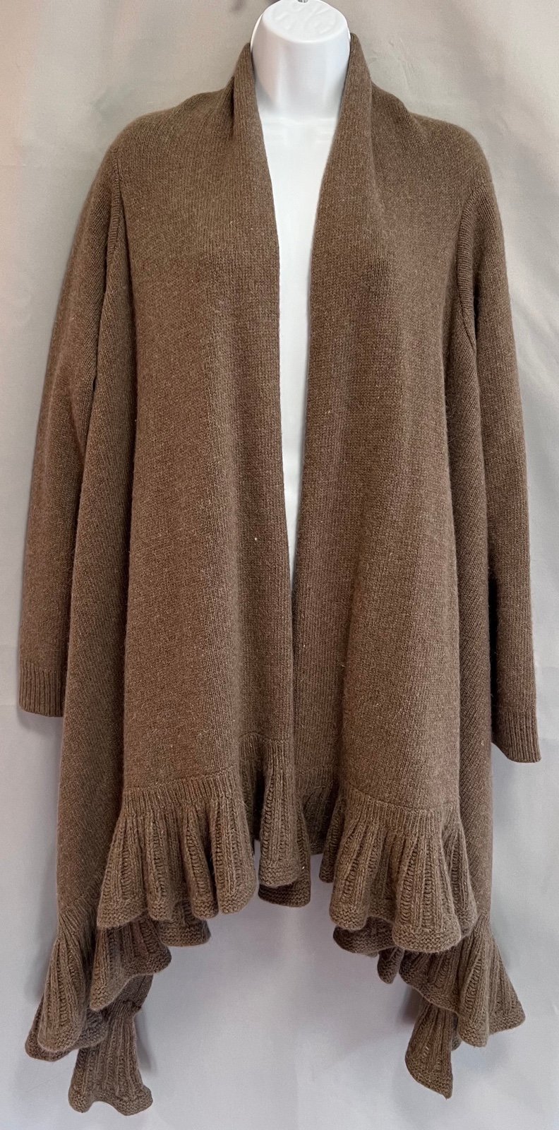 Ralph Lauren women’s One Size open cardigan wool angora Rabbit Hair Brown