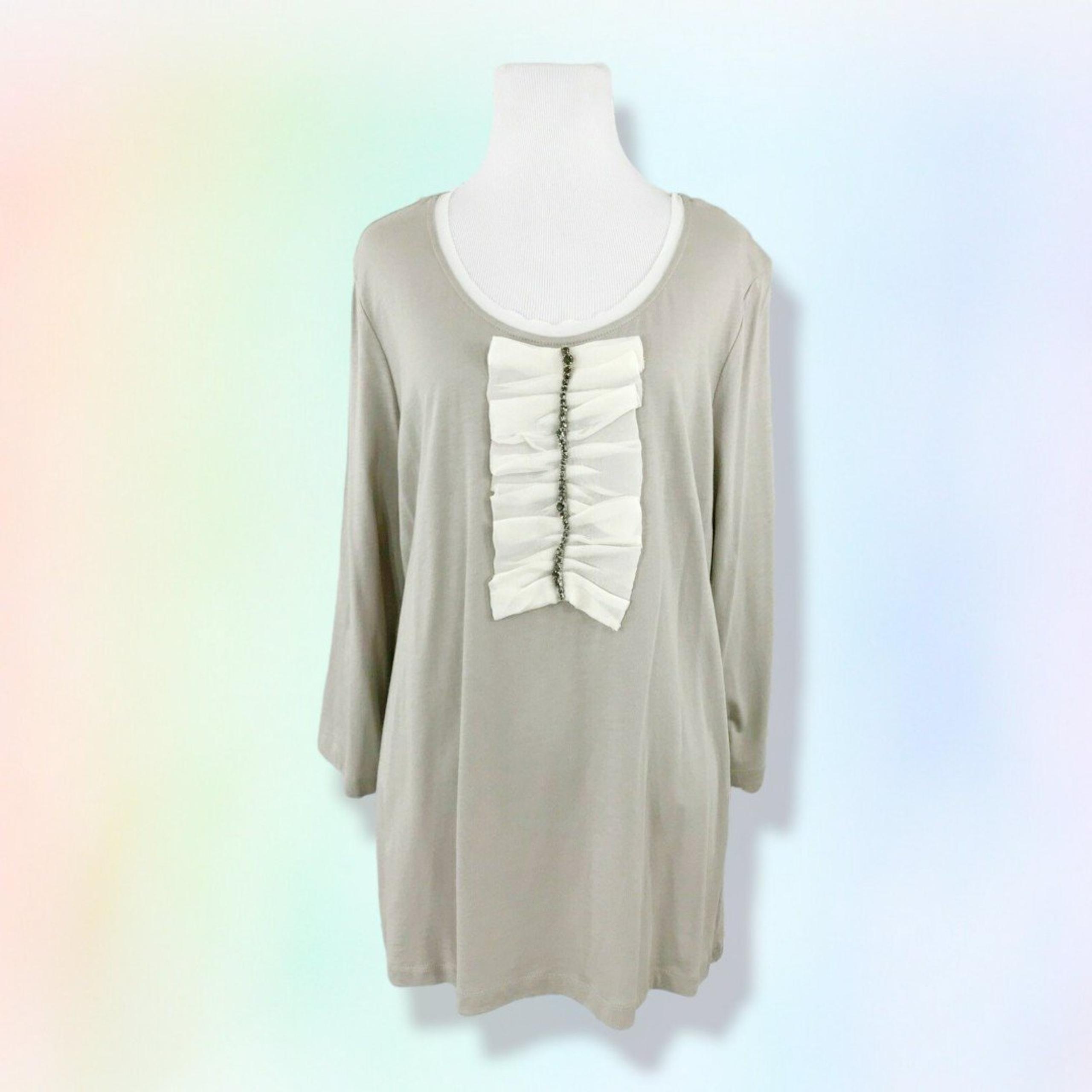 LOGO by Lori Goldstein Chiffon Detail Tee with Embellishment 1X