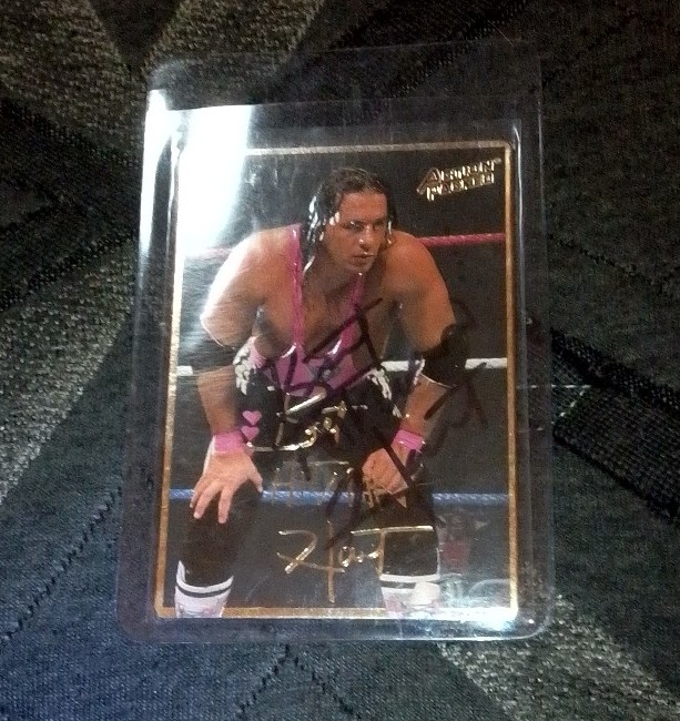 WWf action packed bret hitman Hart card signed
