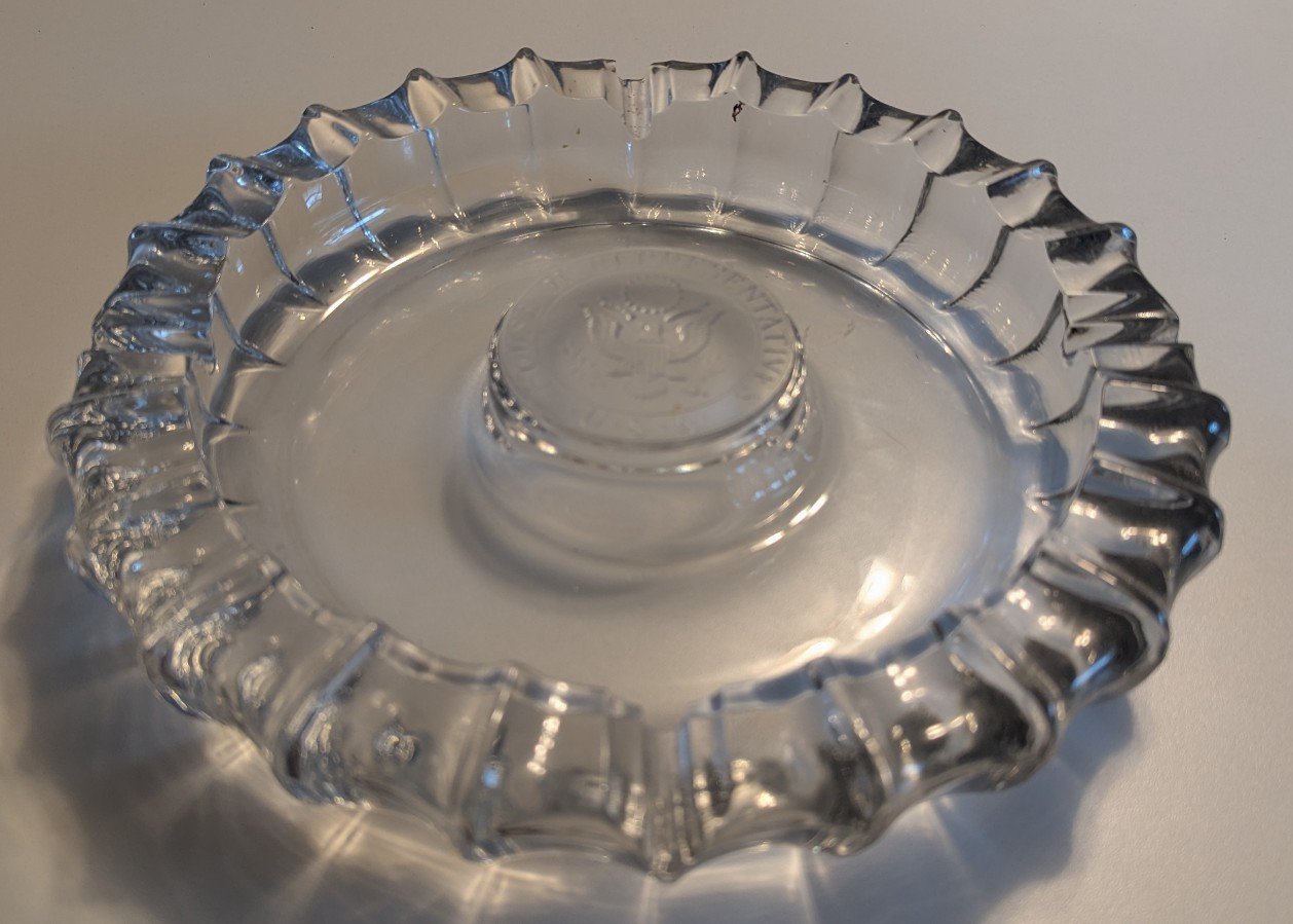 Vintage 10 U.S.A. House of Representatives Glass Ashtray w/Etched Seal, Heavy
