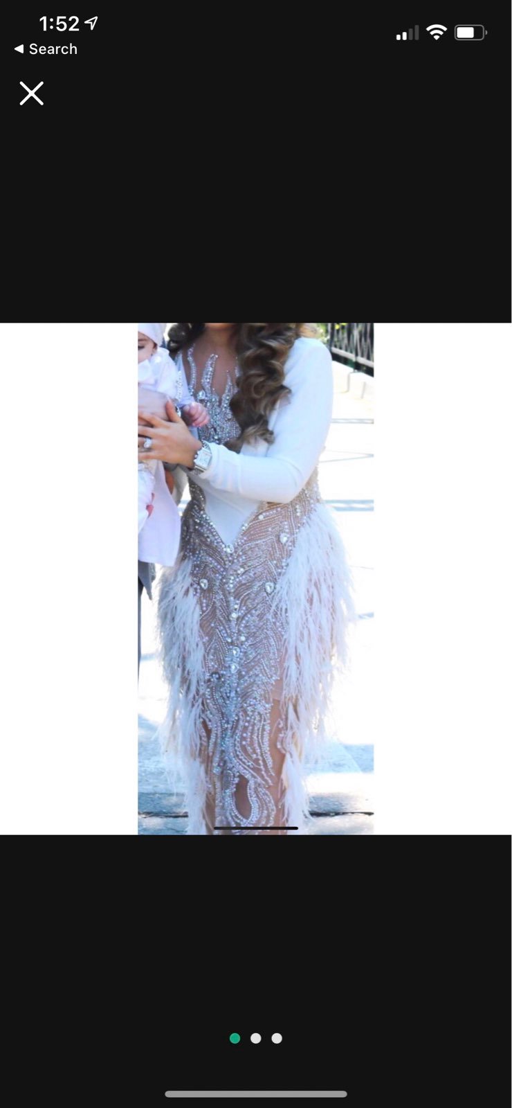 White Crystal Beaded Midi dress
