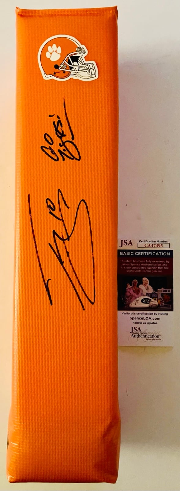 TAHJ BOYD SIGNED AUTOGRAPHED CLEMSON TIGERS TOUCHDOWN PYLON +INSC JSA COA RARE!