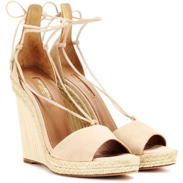 Aquazzura Alexa suede espadrille wedge sandal size IT 36 US 6