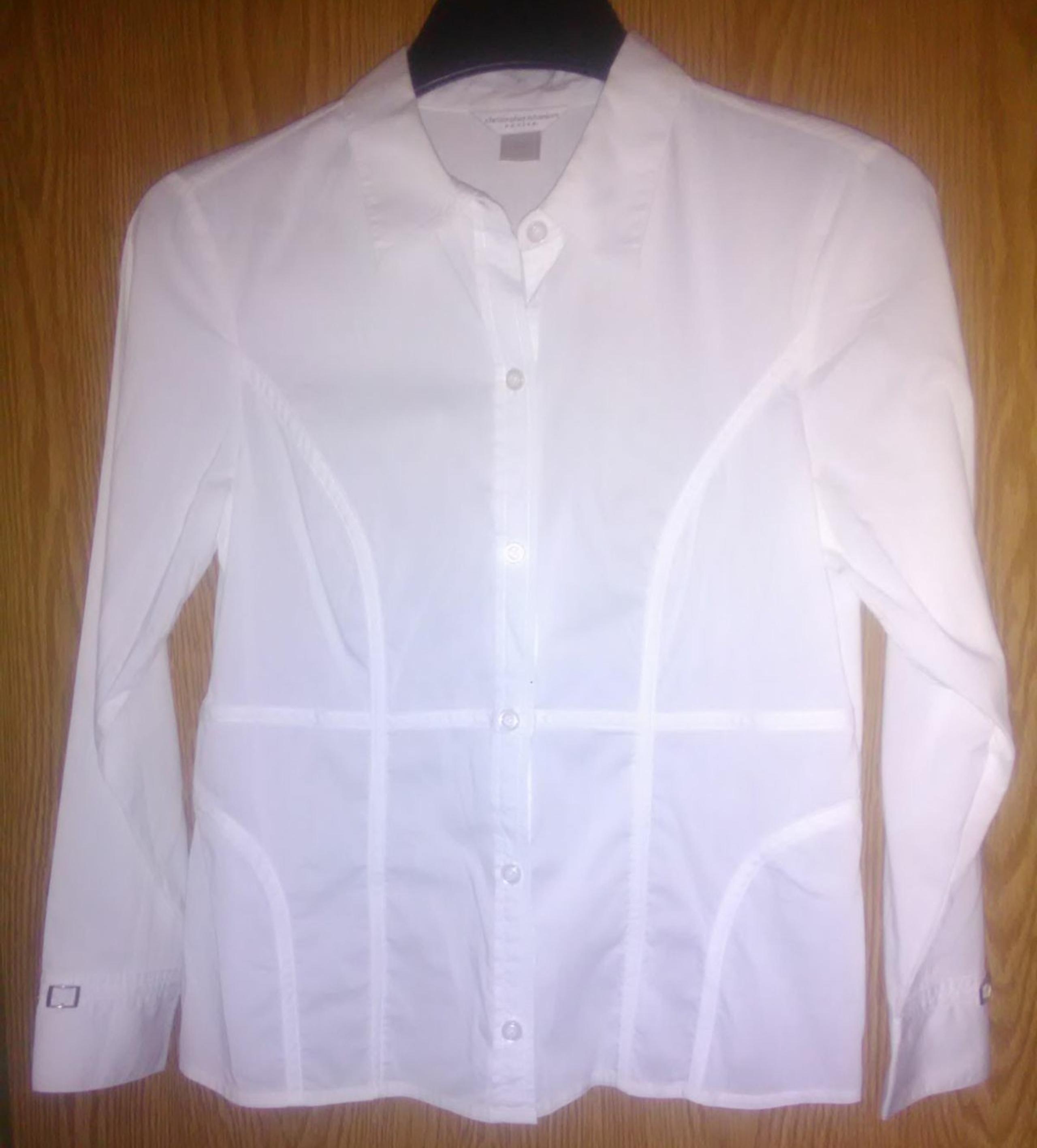 Women's Christopher & Banks, White Long Sleeve Button Down Shirt. Size M Petite