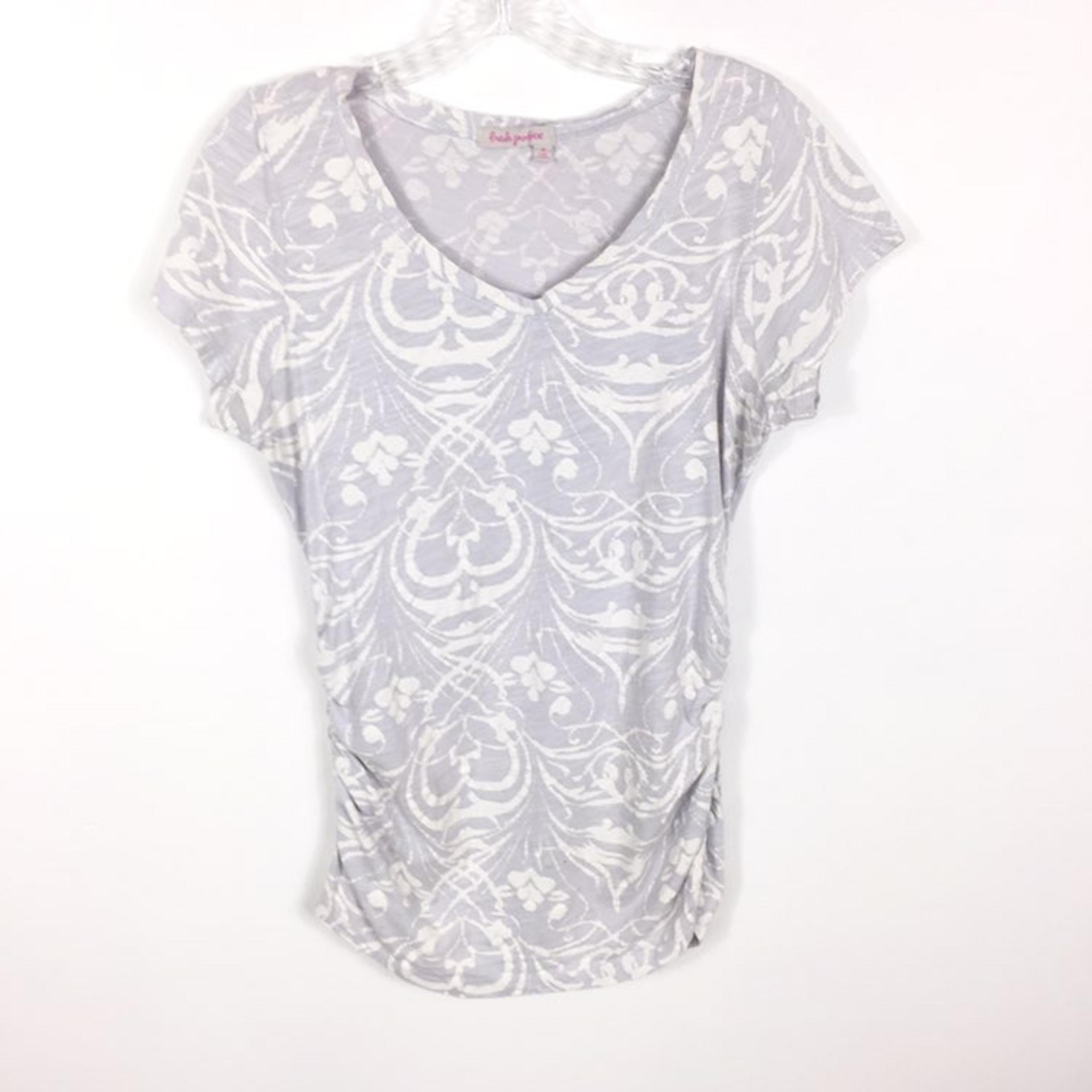 Fresh Produce Gray Print Knit Top M