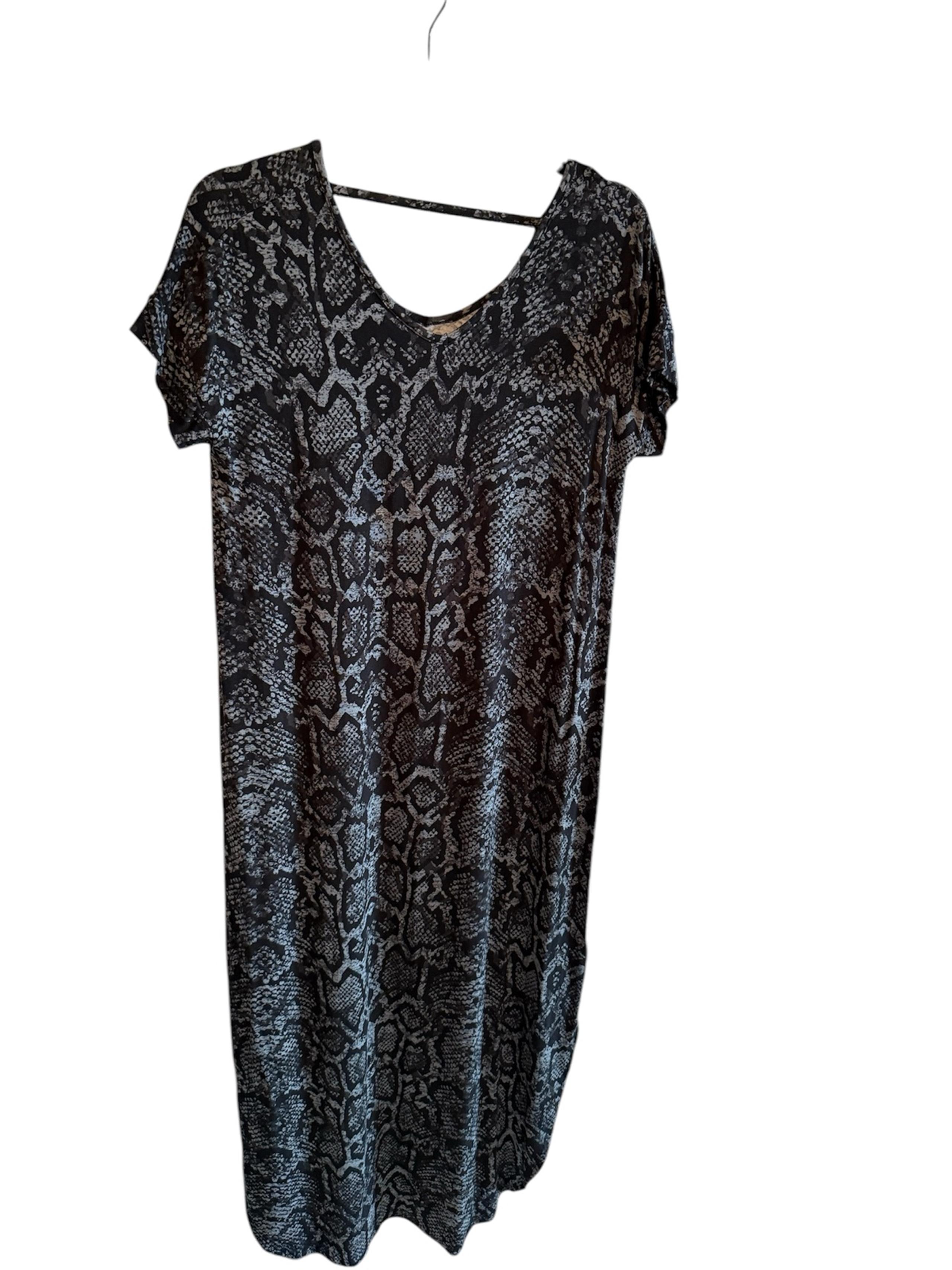 Lularoe Macy long dress Snakeskin snake print reptile black gray Print Dress XS