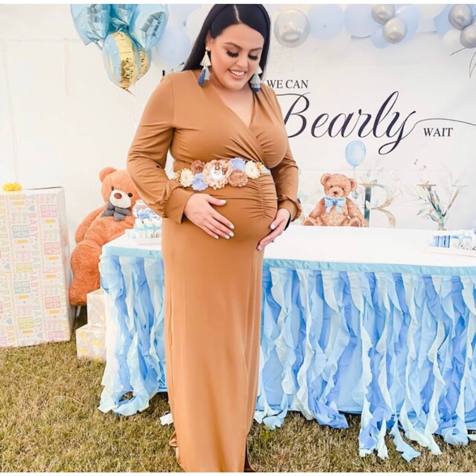 Blue Teddy Bear Baby Shower Mom to be Maternity Sash