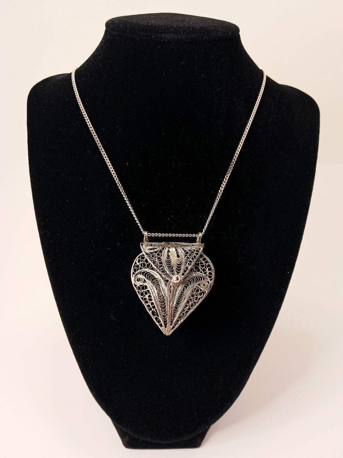 Vintage Filigree Silver Locket Necklace