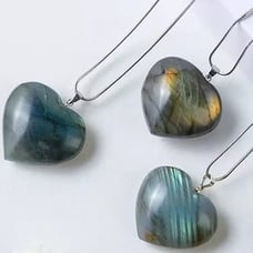 Labradorite Pendant- Heart Shape Stone Pendant Natural Labradorite Gem Necklace