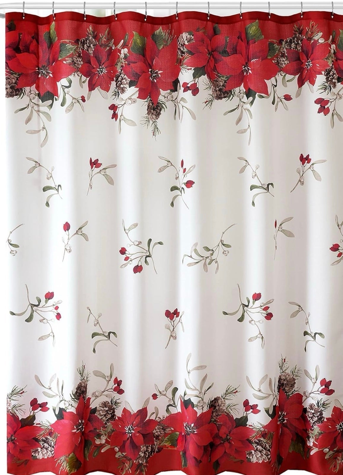 Christmas Poinsettia Shower Curtain