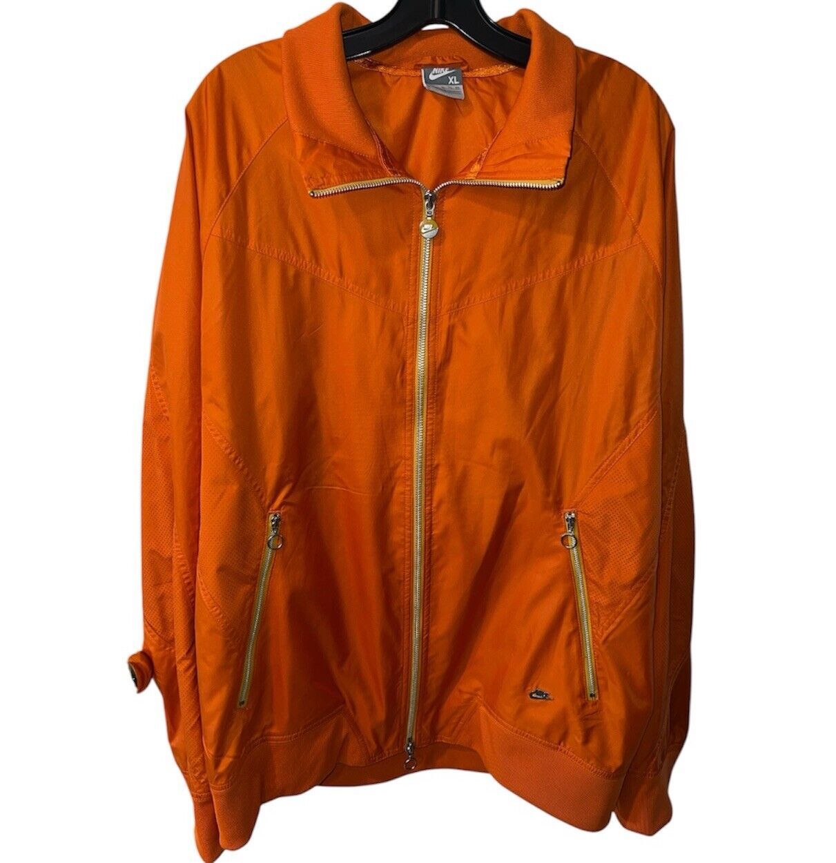 Nike Mens XL Jacket Windbreaker Orange Swoosh Full Zip 90s Lightweight Vintage