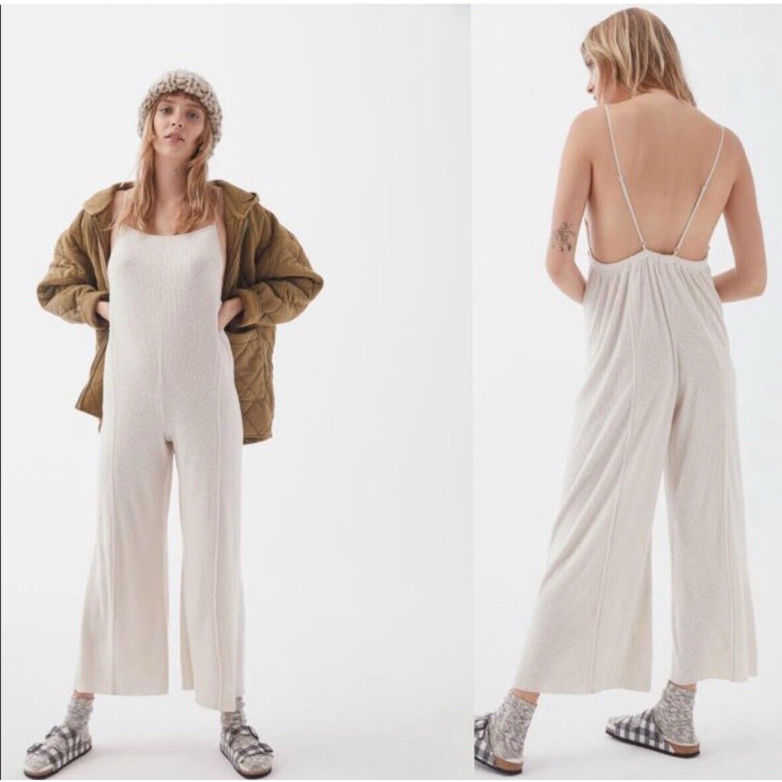 Urban Outfitters Womens XS Out From Under Raelynn Ribbed Romper Lounge Lagenlook